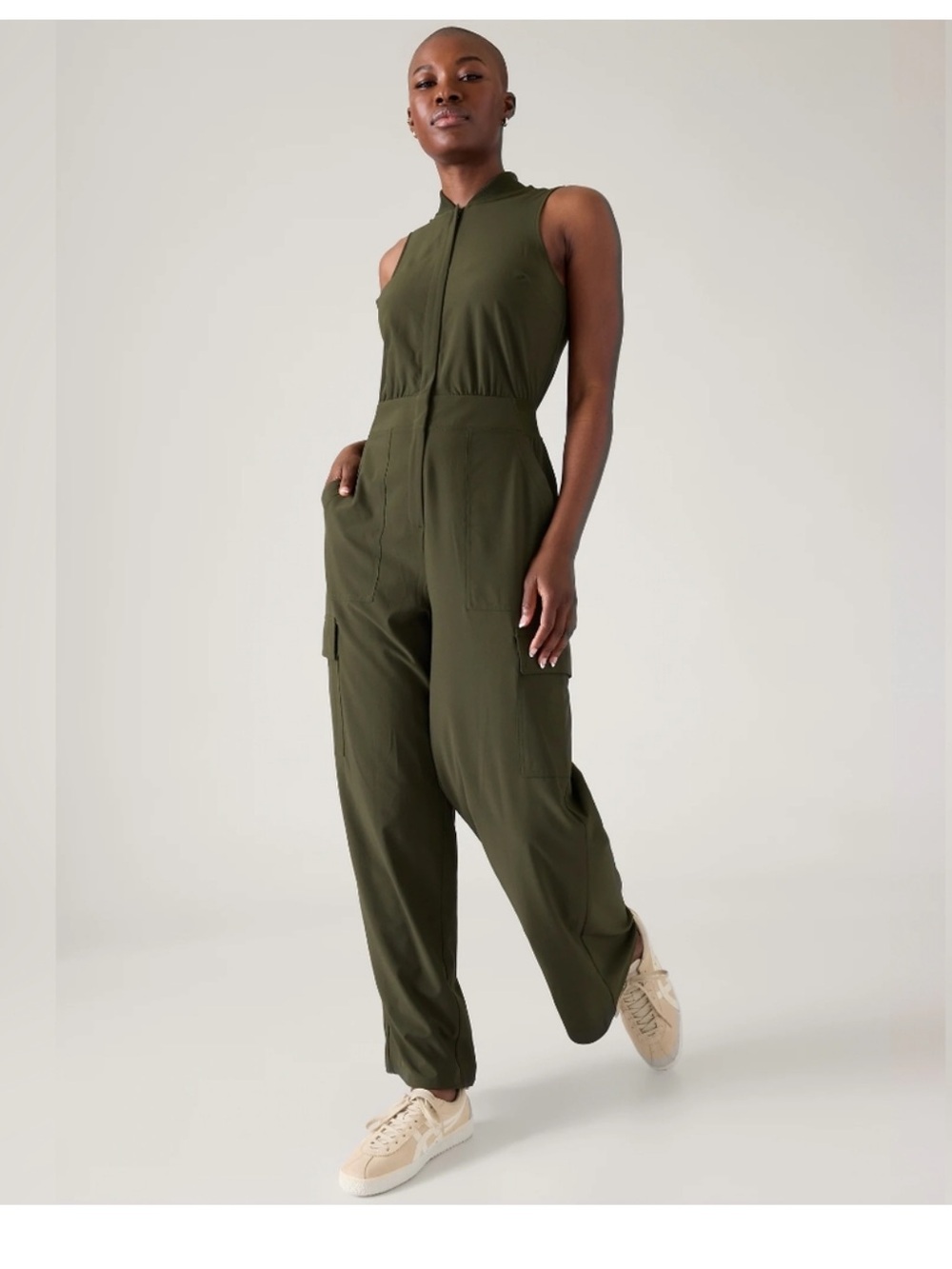 Athleta, Brooklyn Utility Jumpsuit, Olive Green, size 12
